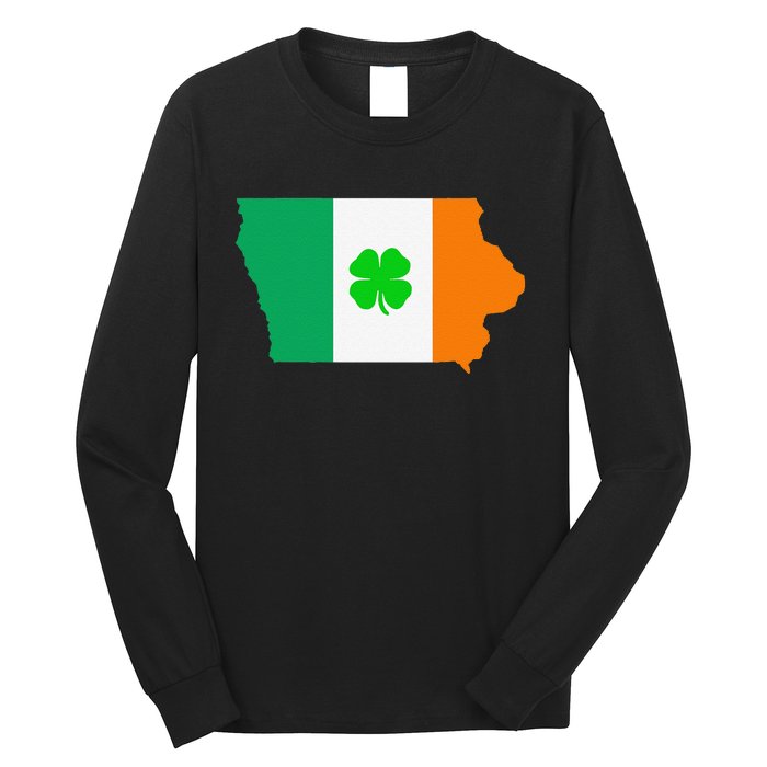 Irish Flag Iowa State Map St Patrick's Day Long Sleeve Shirt