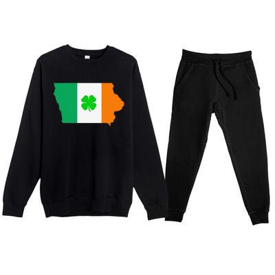 Irish Flag Iowa State Map St Patrick's Day Premium Crewneck Sweatsuit Set