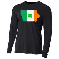 Irish Flag Iowa State Map St Patrick's Day Cooling Performance Long Sleeve Crew