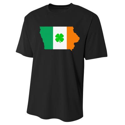 Irish Flag Iowa State Map St Patrick's Day Performance Sprint T-Shirt