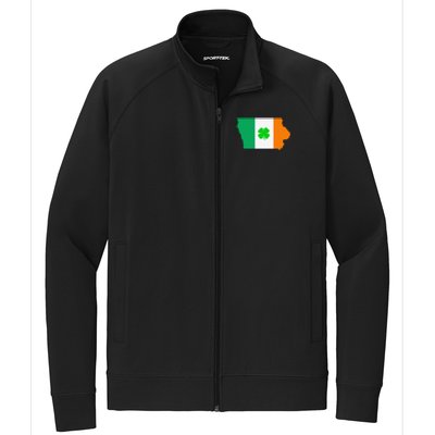 Irish Flag Iowa State Map St Patrick's Day Stretch Full-Zip Cadet Jacket