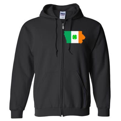 Irish Flag Iowa State Map St Patrick's Day Full Zip Hoodie