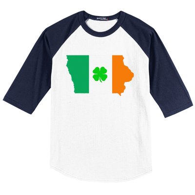 Irish Flag Iowa State Map St Patrick's Day Baseball Sleeve Shirt