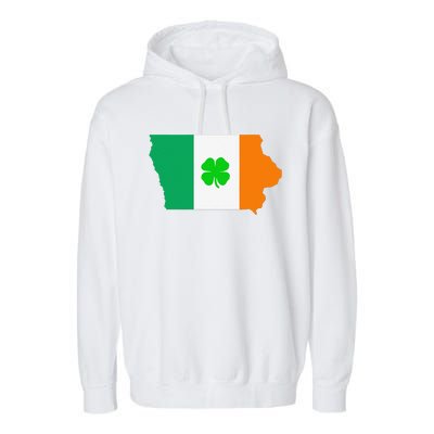 Irish Flag Iowa State Map St Patrick's Day Garment-Dyed Fleece Hoodie