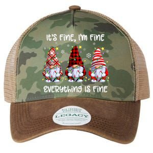 Its Fine IM Fine Everything Is Fine Gnome Christmas Lights Legacy Tie Dye Trucker Hat