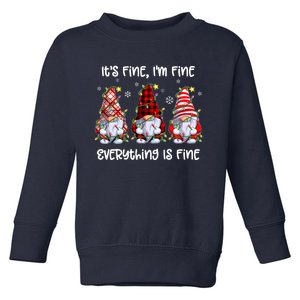 Its Fine IM Fine Everything Is Fine Gnome Christmas Lights Toddler Sweatshirt