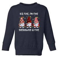 Its Fine IM Fine Everything Is Fine Gnome Christmas Lights Toddler Sweatshirt