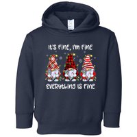 Its Fine IM Fine Everything Is Fine Gnome Christmas Lights Toddler Hoodie