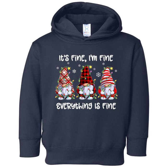 Its Fine IM Fine Everything Is Fine Gnome Christmas Lights Toddler Hoodie