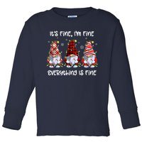 Its Fine IM Fine Everything Is Fine Gnome Christmas Lights Toddler Long Sleeve Shirt