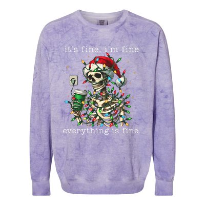 ItS Fine IM Fine Everything Is Fine Christmas Skeleton Colorblast Crewneck Sweatshirt