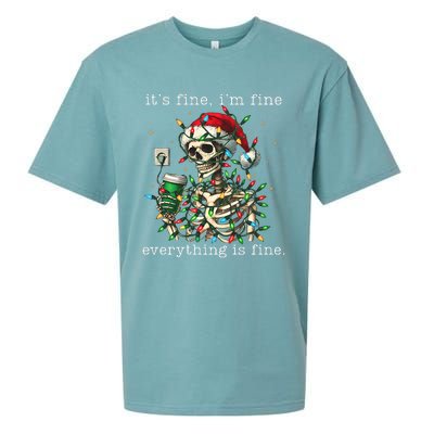 ItS Fine IM Fine Everything Is Fine Christmas Skeleton Sueded Cloud Jersey T-Shirt