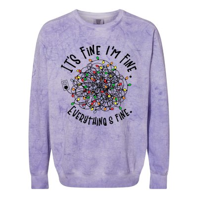 It's Fine I'm Fine Everything Is Fine Christmas Lights Gift Colorblast Crewneck Sweatshirt