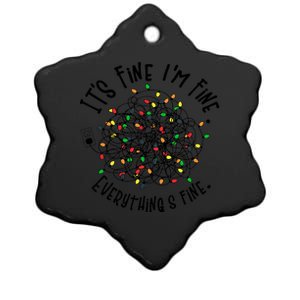 It's Fine I'm Fine Everything Is Fine Christmas Lights Gift Ceramic Star Ornament