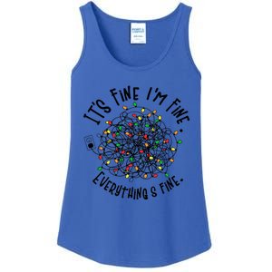 It's Fine I'm Fine Everything Is Fine Christmas Lights Gift Ladies Essential Tank