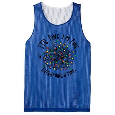 It's Fine I'm Fine Everything Is Fine Christmas Lights Gift Mesh Reversible Basketball Jersey Tank