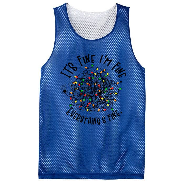 It's Fine I'm Fine Everything Is Fine Christmas Lights Gift Mesh Reversible Basketball Jersey Tank