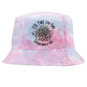 It's Fine I'm Fine Everything Is Fine Christmas Lights Gift Tie-Dyed Bucket Hat