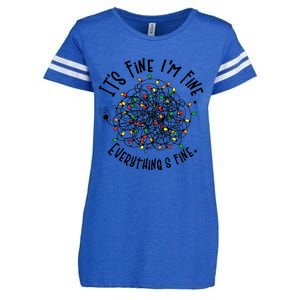 It's Fine I'm Fine Everything Is Fine Christmas Lights Gift Enza Ladies Jersey Football T-Shirt