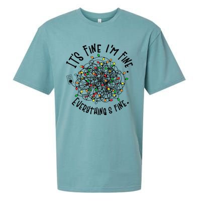 It's Fine I'm Fine Everything Is Fine Christmas Lights Gift Sueded Cloud Jersey T-Shirt