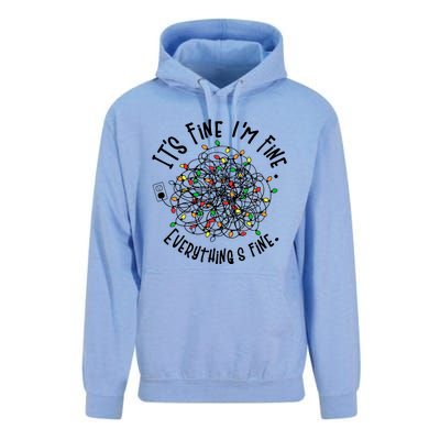 It's Fine I'm Fine Everything Is Fine Christmas Lights Gift Unisex Surf Hoodie