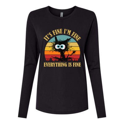 Its Fine Im Fine Everything Is Fine Funny Cat Womens Cotton Relaxed Long Sleeve T-Shirt