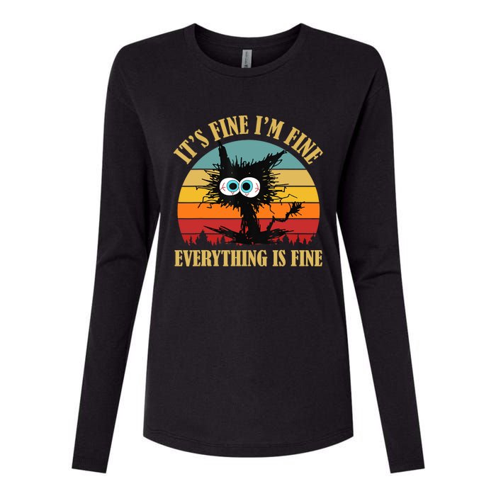 Its Fine Im Fine Everything Is Fine Funny Cat Womens Cotton Relaxed Long Sleeve T-Shirt