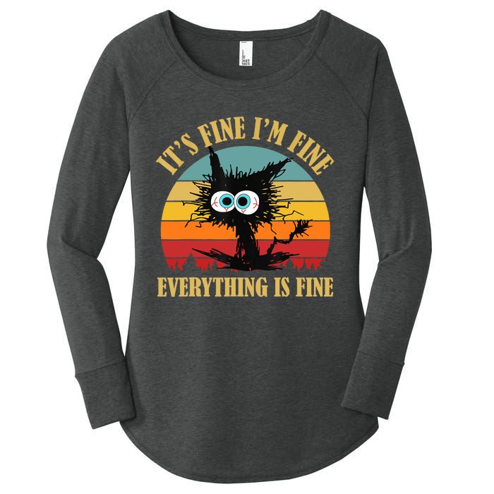 Its Fine Im Fine Everything Is Fine Funny Cat Women's Perfect Tri Tunic Long Sleeve Shirt