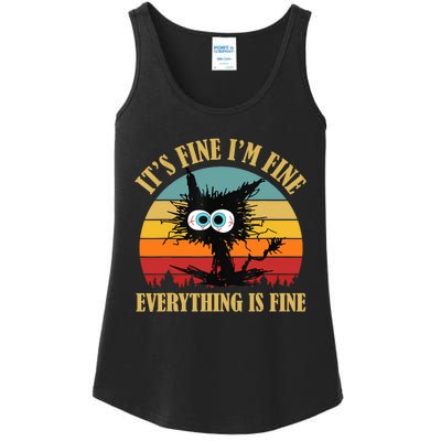 Its Fine Im Fine Everything Is Fine Funny Cat Ladies Essential Tank