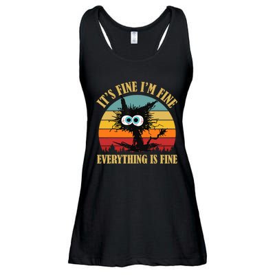 Its Fine Im Fine Everything Is Fine Funny Cat Ladies Essential Flowy Tank