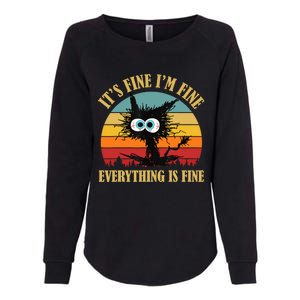 Its Fine Im Fine Everything Is Fine Funny Cat Womens California Wash Sweatshirt