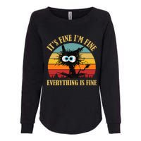 Its Fine Im Fine Everything Is Fine Funny Cat Womens California Wash Sweatshirt