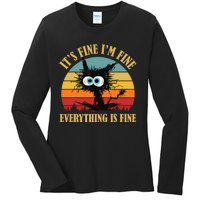 Its Fine Im Fine Everything Is Fine Funny Cat Ladies Long Sleeve Shirt