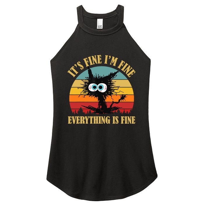 Its Fine Im Fine Everything Is Fine Funny Cat Women's Perfect Tri Rocker Tank