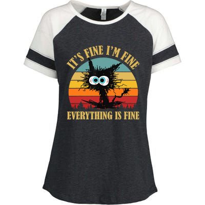 Its Fine Im Fine Everything Is Fine Funny Cat Enza Ladies Jersey Colorblock Tee