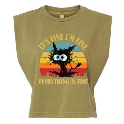 Its Fine Im Fine Everything Is Fine Funny Cat Garment-Dyed Women's Muscle Tee