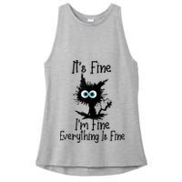 It's Fine I'm Fine Everything Is Fine Cat It's Fine I'm Fine Ladies PosiCharge Tri-Blend Wicking Tank