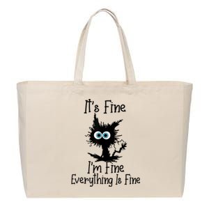 It's Fine I'm Fine Everything Is Fine Cat It's Fine I'm Fine Cotton Canvas Jumbo Tote