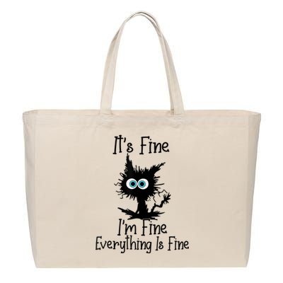 It's Fine I'm Fine Everything Is Fine Cat It's Fine I'm Fine Cotton Canvas Jumbo Tote