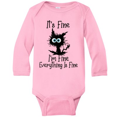 It's Fine I'm Fine Everything Is Fine Cat It's Fine I'm Fine Baby Long Sleeve Bodysuit