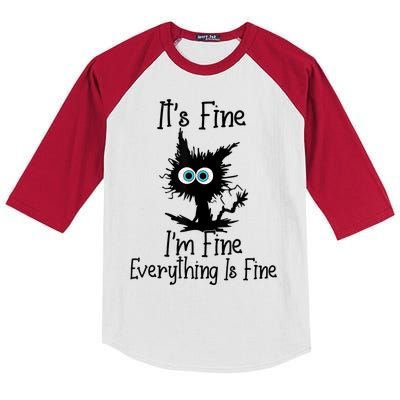 It's Fine I'm Fine Everything Is Fine Cat It's Fine I'm Fine Kids Colorblock Raglan Jersey