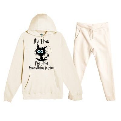 It's Fine I'm Fine Everything Is Fine Cat It's Fine I'm Fine Premium Hooded Sweatsuit Set