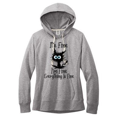 It's Fine I'm Fine Everything Is Fine Cat It's Fine I'm Fine Women's Fleece Hoodie