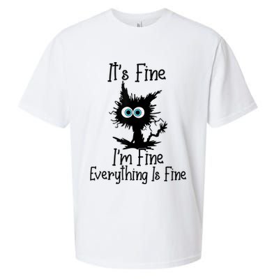 It's Fine I'm Fine Everything Is Fine Cat It's Fine I'm Fine Sueded Cloud Jersey T-Shirt