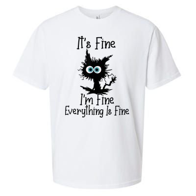 It's Fine I'm Fine Everything Is Fine Cat It's Fine I'm Fine Sueded Cloud Jersey T-Shirt