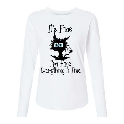 It's Fine I'm Fine Everything Is Fine Cat It's Fine I'm Fine Womens Cotton Relaxed Long Sleeve T-Shirt