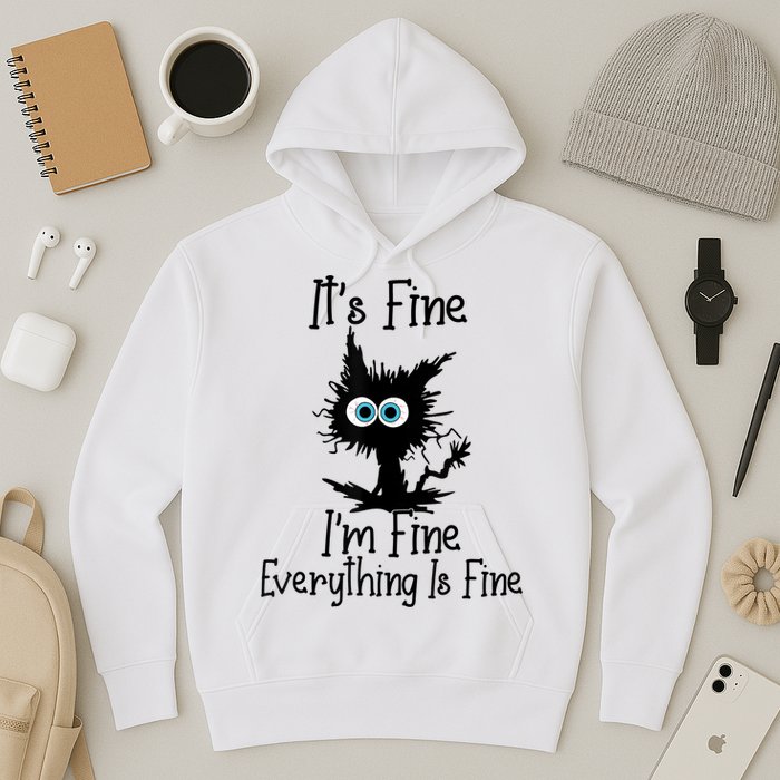 It's Fine I'm Fine Everything Is Fine Cat It's Fine I'm Fine Hoodie