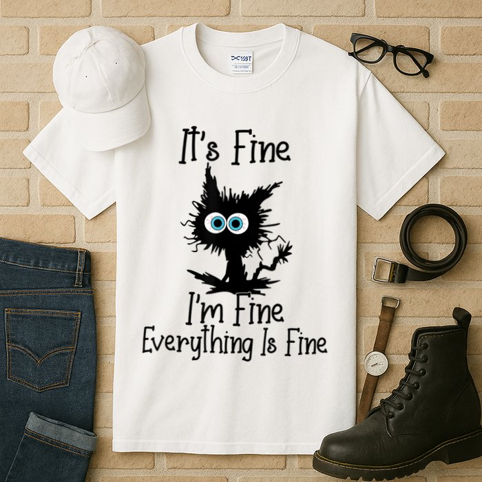 It's Fine I'm Fine Everything Is Fine Cat It's Fine I'm Fine Tall T-Shirt