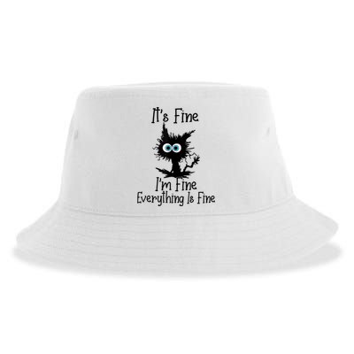 It's Fine I'm Fine Everything Is Fine Cat It's Fine I'm Fine Sustainable Bucket Hat