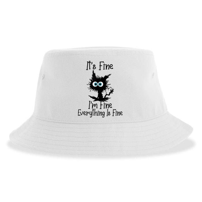 It's Fine I'm Fine Everything Is Fine Cat It's Fine I'm Fine Sustainable Bucket Hat